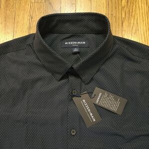 NWT Mizzen+Main Navy Dot Button Down Shirt Trim Fit